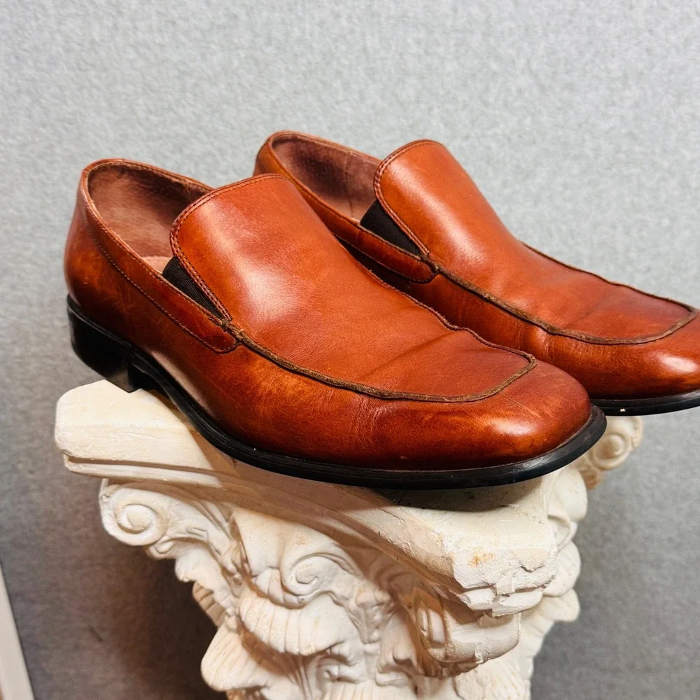 Size 11 Bostonian Leather Slip On Loafers Square Toe Dress Shoes Made in the USA